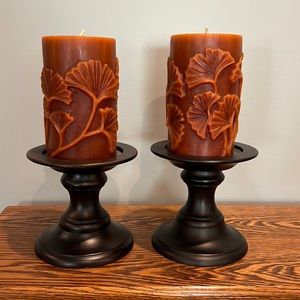 Beautiful 6 inches candles diameter 3 1/2 Appx & 6 inches candle holders
